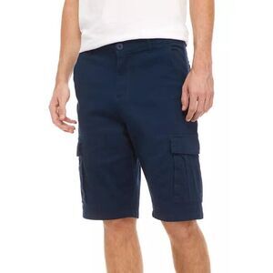 Original Blu Rock Belted Cargo Twill Shorts Flat Front Navy-36